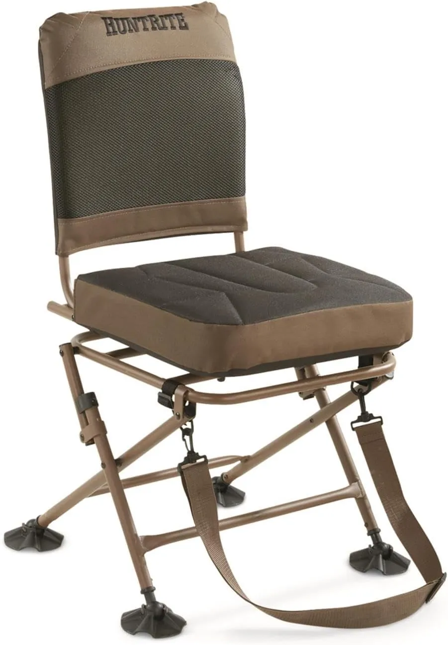 Guide Gear Huntrite 360 Swivel Hunting Blind Chair, 300 Pound Capacity, Folding, Lightweight, Portable, Padded Cushion Hunting Seat, Hunt Gear and Equipment, Black