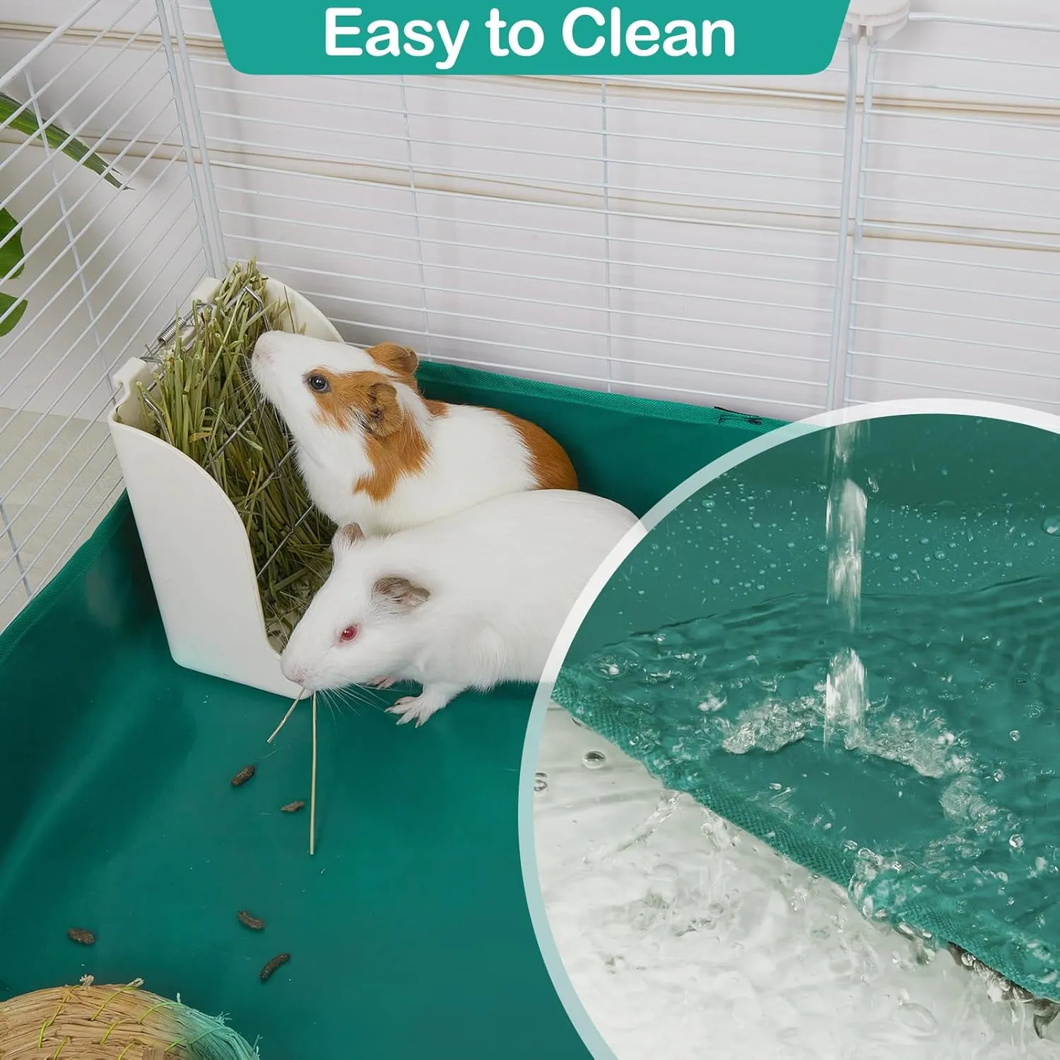 Guinea Pig Cage Liner, Waterproof Liner for Guinea Pigs, Guinea Pig Bedding with Tarp Bottom for C&C Grids, Cage Liners for Guinea Pig, Bunny, Hamster, Rabbit,Not Include Cage,47 * 24 inches