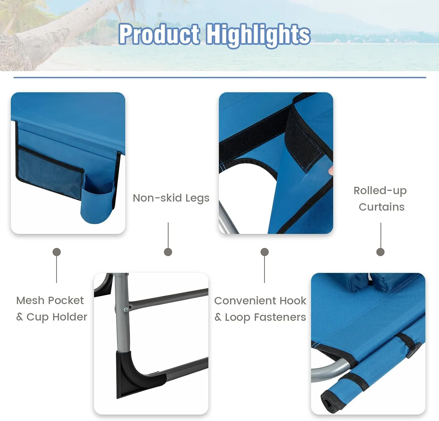 GYMAX Tanning Chair, 400LBS Beach Lounge Chair with Face Arm Hole & Hand Shoulder Strap, Folding Layout Sunbathing Chair, Face Down Outdoor Chaise Lounger for Patio, Poolside, Lawn, Backyard (1, Blue)