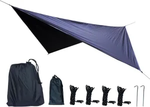 Hammock Camping Tarp Rain Fly, Waterproof Tent Footprint Shelter Canopy Sunshade Cloth Picnic Mat for Outdoor Awning Hiking Beach Backpacking (Color : Black, Size : 360 * 290cm)
