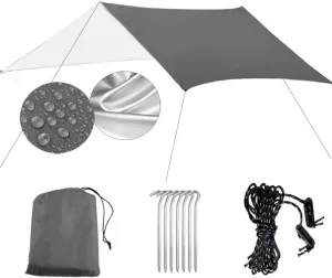 Hammock Rain Fly Camping Tarp,Multifunctional Waterproof Hexagon Tent Tarp, Lightweight and Compact for Backpacking,Hiking,Traveling (Color : Gray, Size : 300 * 300CM)