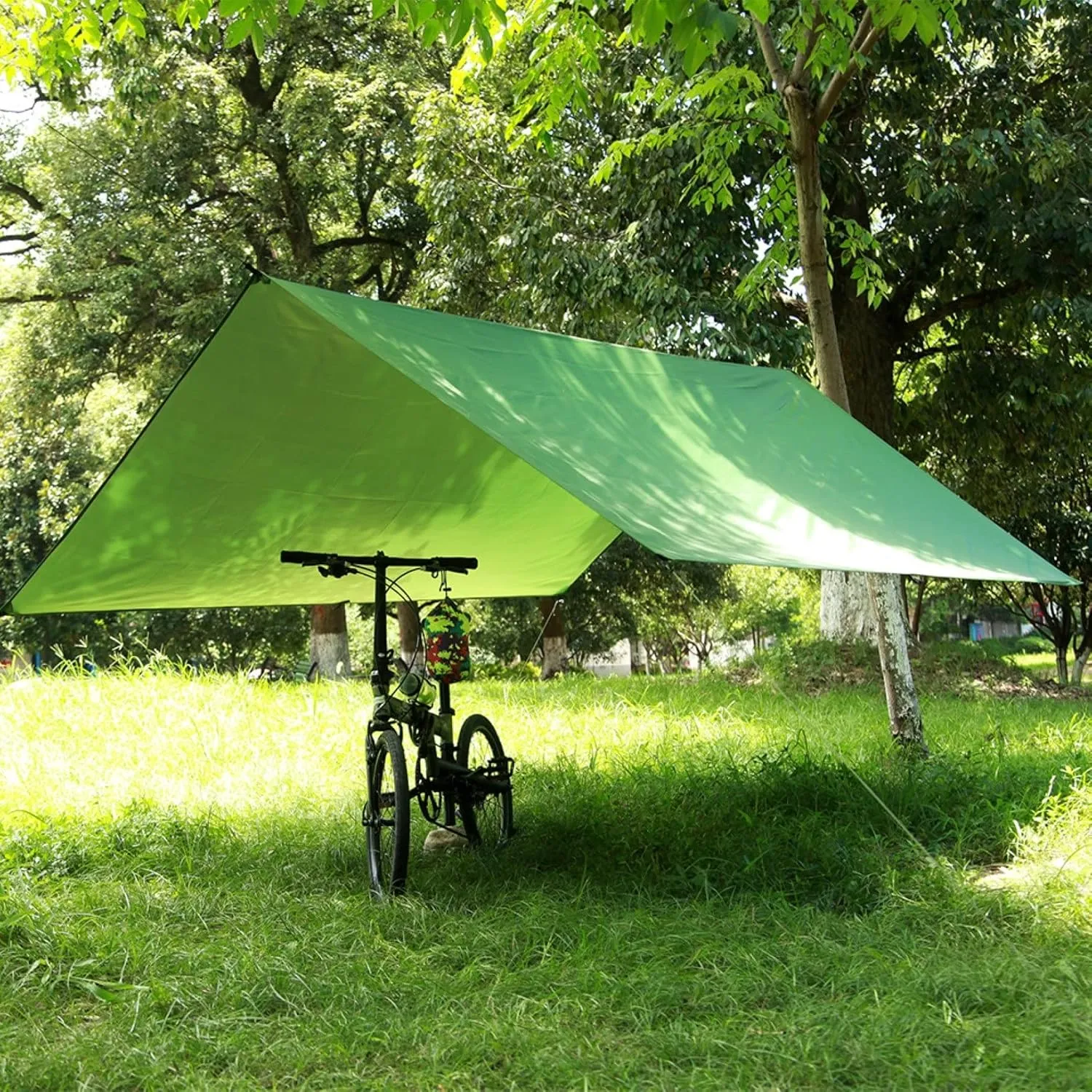 Hammock Rain Fly Camping Tarp,Multifunctional Waterproof Hexagon Tent Tarp, Lightweight and Compact for Backpacking,Hiking,Traveling (Color : Gray, Size : 300 * 300CM)