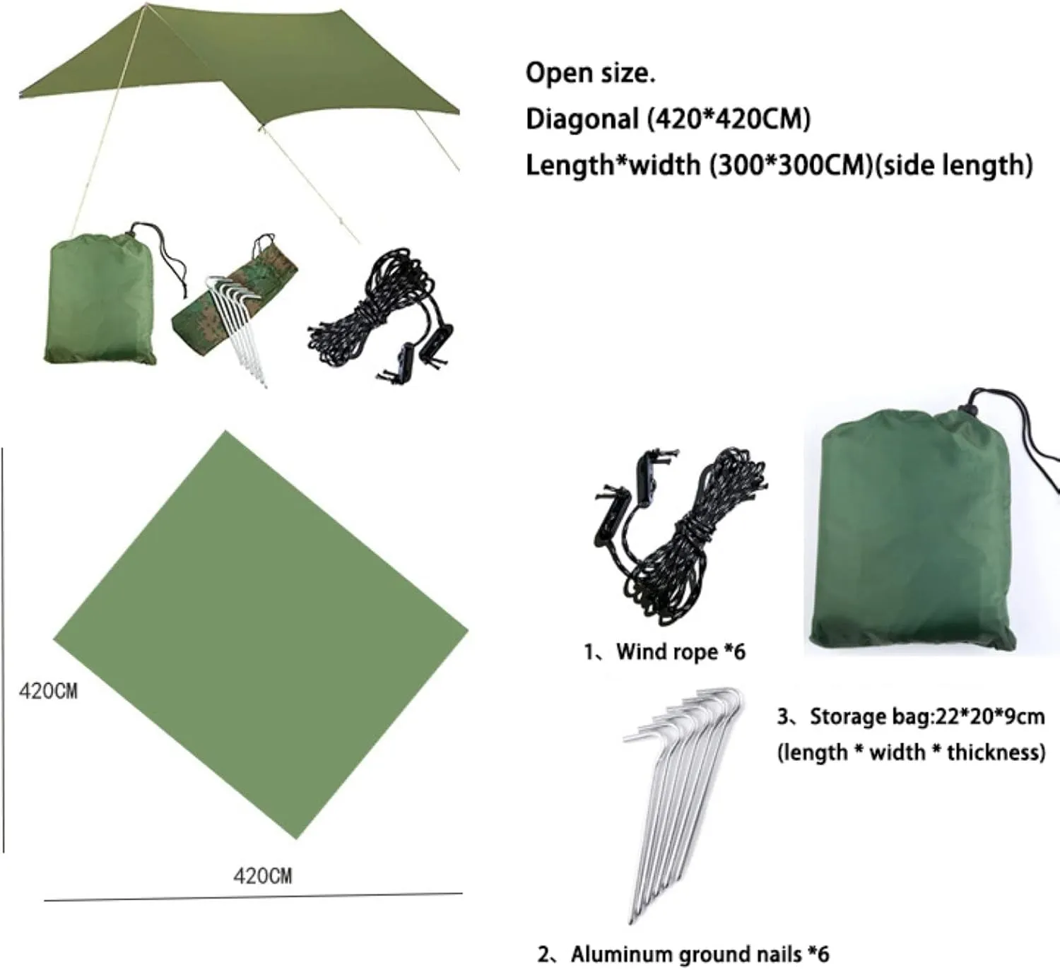 Hammock Rain Fly Camping Tarp,Multifunctional Waterproof Hexagon Tent Tarp, Lightweight and Compact for Backpacking,Hiking,Traveling (Color : Gray, Size : 300 * 300CM)