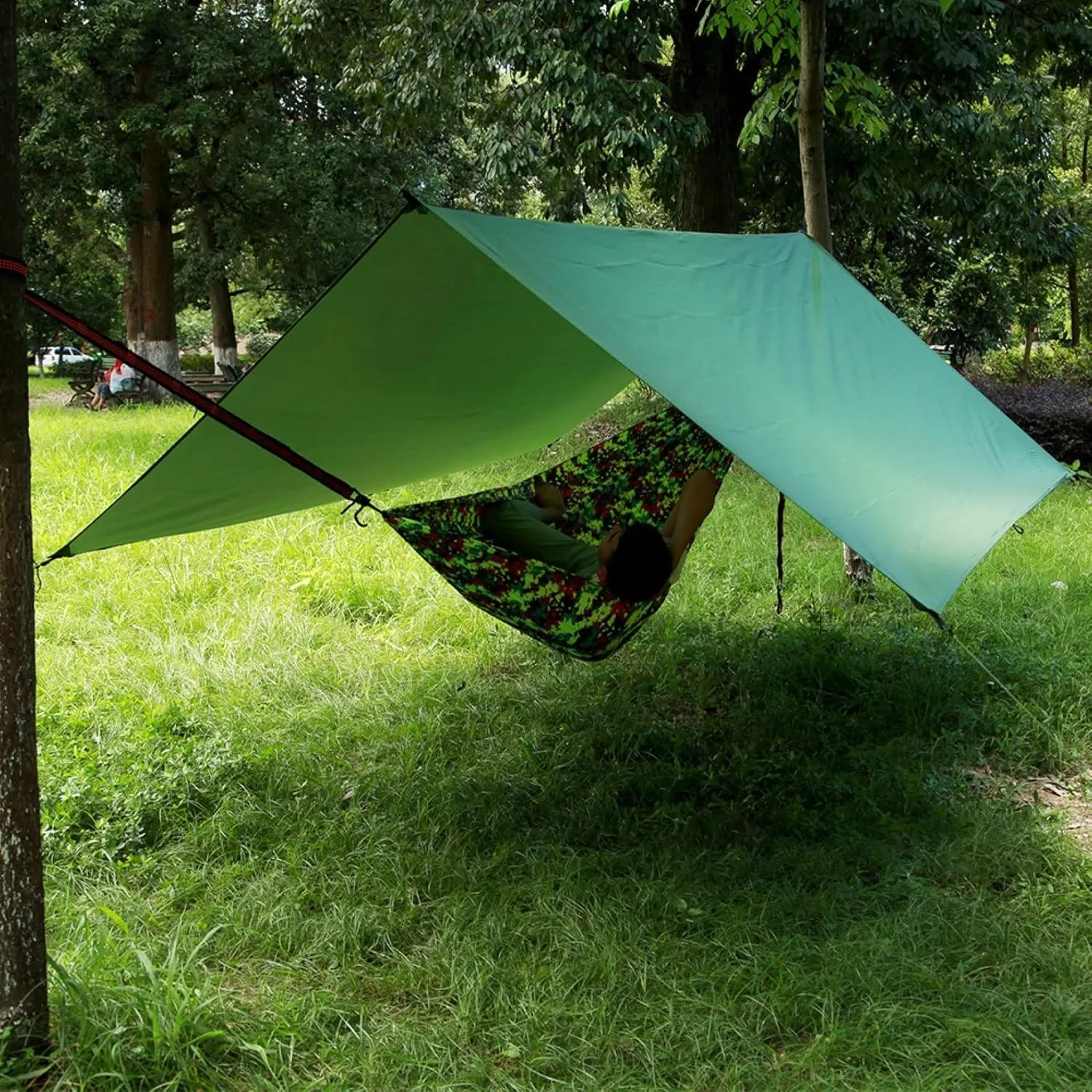 Hammock Rain Fly Camping Tarp,Multifunctional Waterproof Hexagon Tent Tarp, Lightweight and Compact for Backpacking,Hiking,Traveling (Color : Gray, Size : 300 * 300CM)