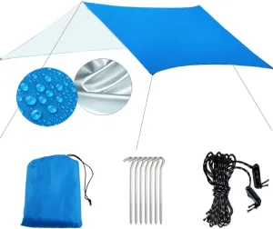 Hammock Rain Fly Waterproof Tent Tarp,PU 2000mm Waterproof,Lightweight Survival Camping Tarp for Camping,Backpacking and Outdoor Adventure (Color : Blue, Size : 300 * 300CM)