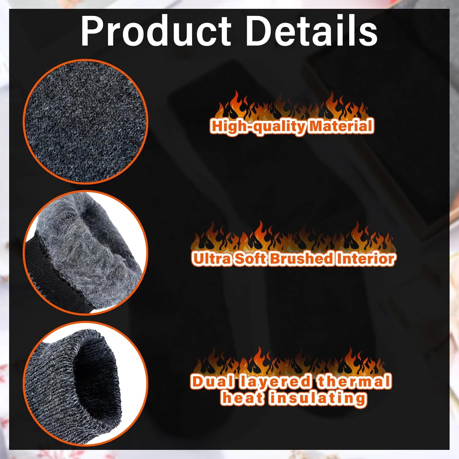 Handepo 20 Pairs Men's Wool Socks Bulk Thermal Winter Thick Cozy Interior Warm Boot Socks Gift for Women Men Christmas