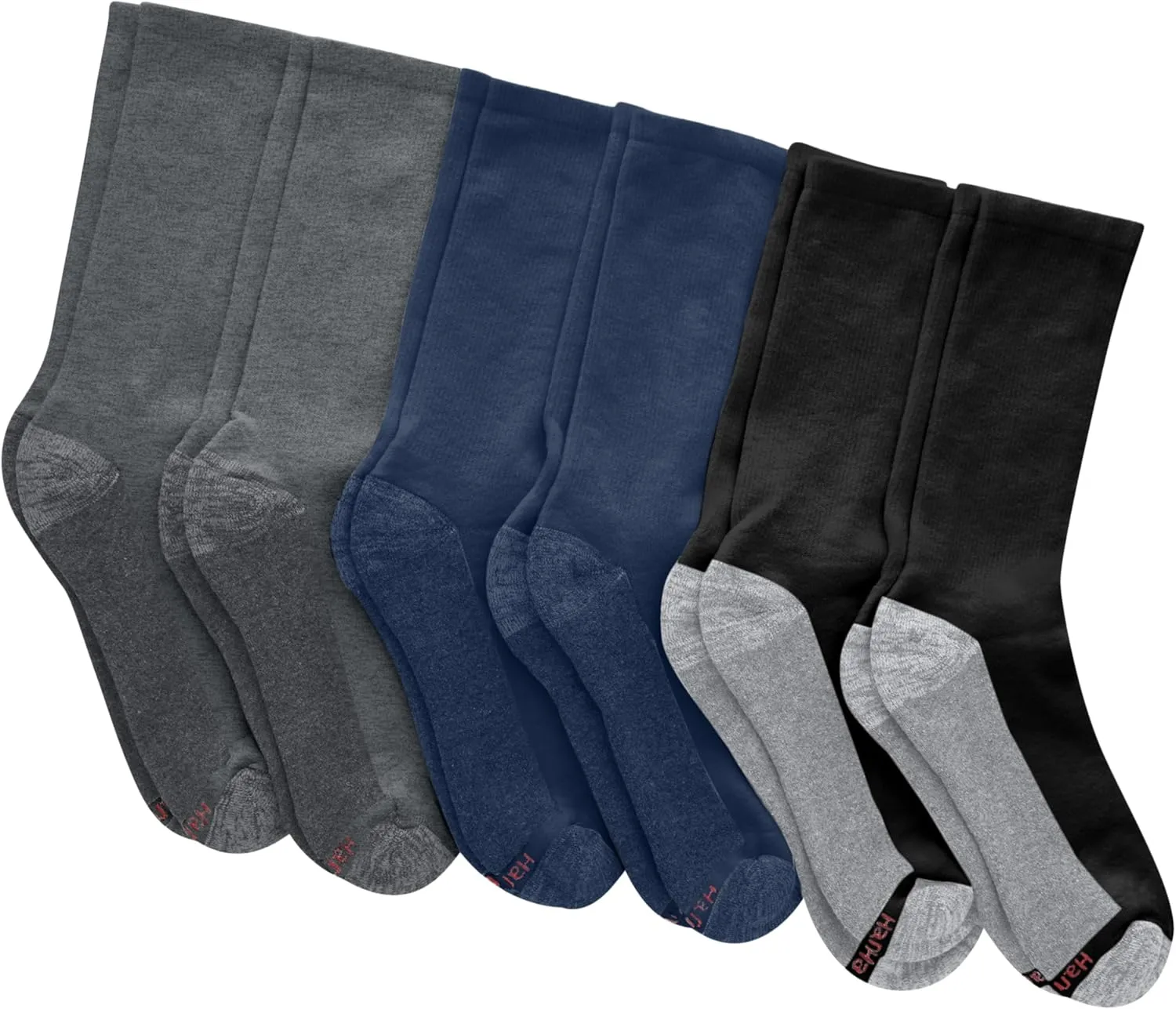 Hanes Men's Max Cushioned Crew Socks, Moisture-Wicking with Odor Control, Multipack