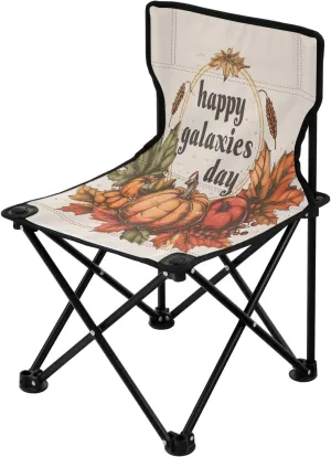 Happy Halloween Pumpkin Portable Outdoor Folding Chair Anti-Slip Padded Oxford Cloth Stool Camping Chair Small for Beach Hiking Fishing Gardening Quad Camp Chair