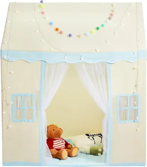 Happybuy Kids Play Tent, for 1-5 Years Old, with Mat & Tent Lamp, Windows for Indoor & Outdoor, Play House Castle Design, Beige, Ideal for Boys and Girls