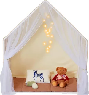 Happybuy Kids Play Tent, Kids Tent for Kids 1-5 Years Old, Toddler Tent with Mat and Tent Lamp, Tent for Kids with Windows for Indoor and Outdoor, Yurt Tent for Boys and Girls, Beige