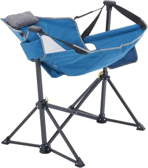 Happybuy Reclining Camping Chair, 300 lbs Load Camping Hammock Chair, Rocking Lounge Folding Chair with Cup Holder Storage Bag Headrest & Adjustable Backrest, for Camping and Other Outdoor Activities