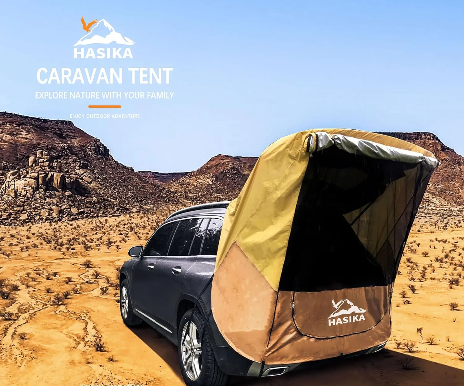 Hasika Camping Tent 2 Person Sun Shade Privacy Shelter Easy Set Up 120 Seconds Waterproof 3000MM UPF 50  Yellow