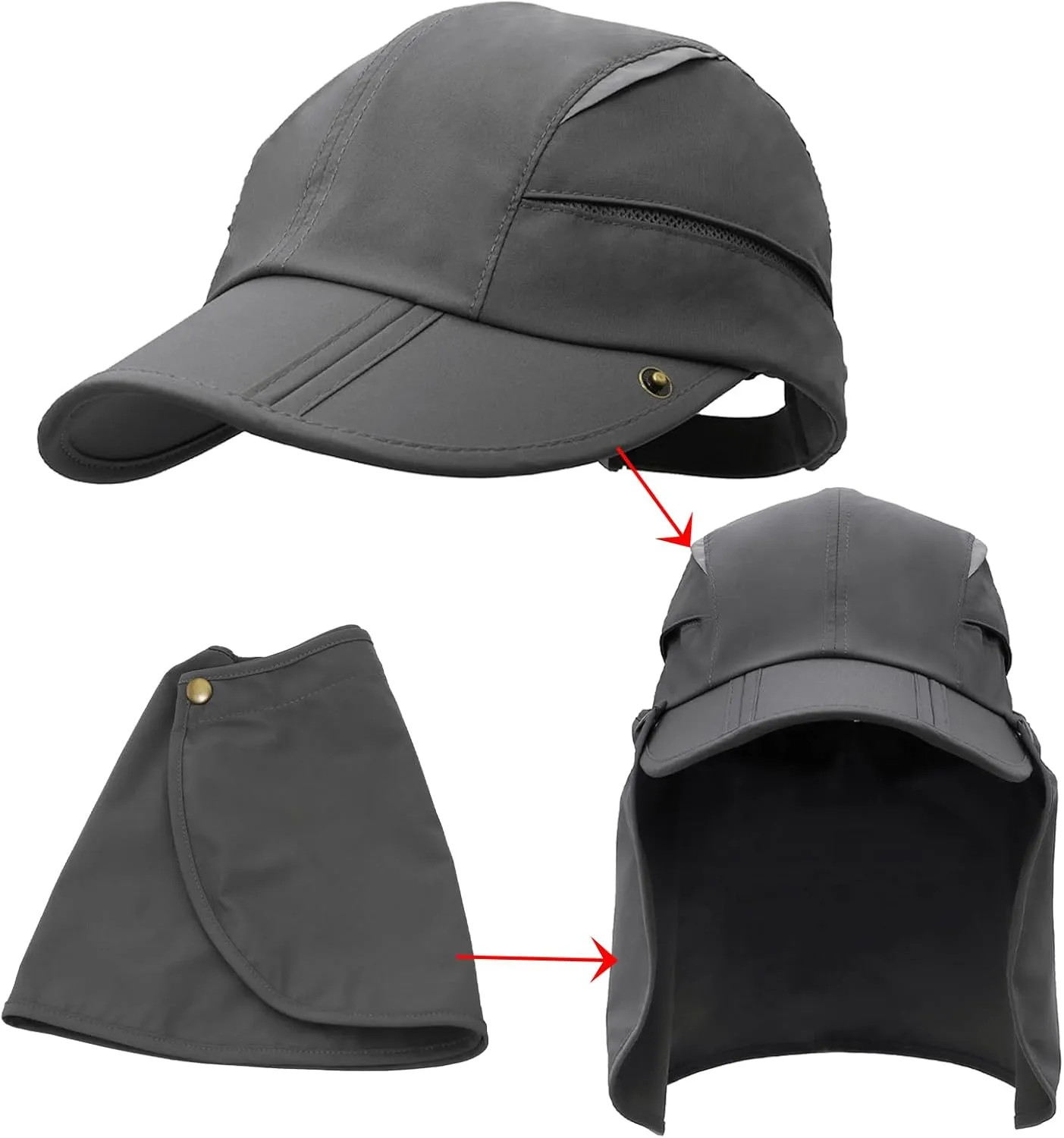 Hat with Neck Protection Detachable Multi-Purpose Summer Sun Hat Sun Protection Breathable Quick Dry UV Protection