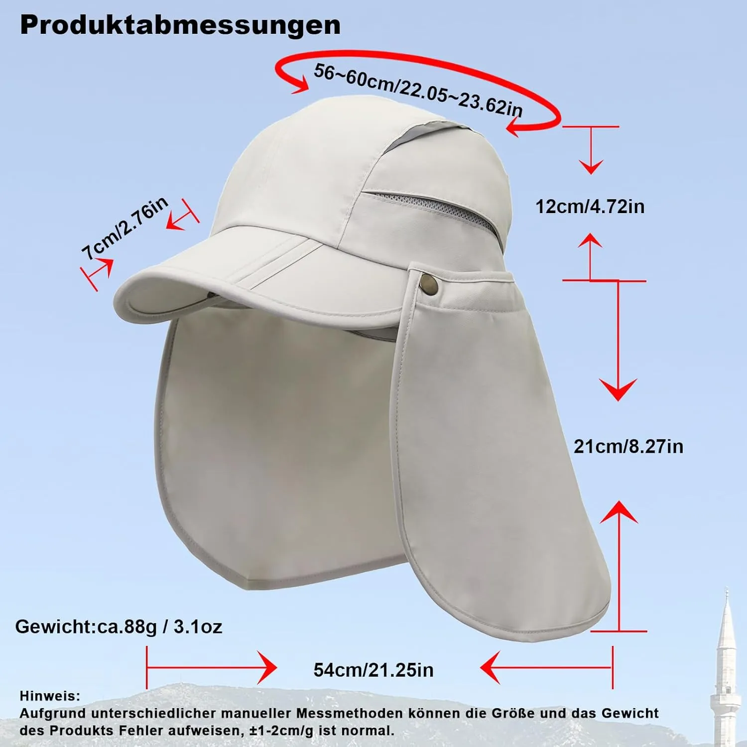 Hat with Neck Protection Detachable Multi-Purpose Summer Sun Hat Sun Protection Breathable Quick Dry UV Protection