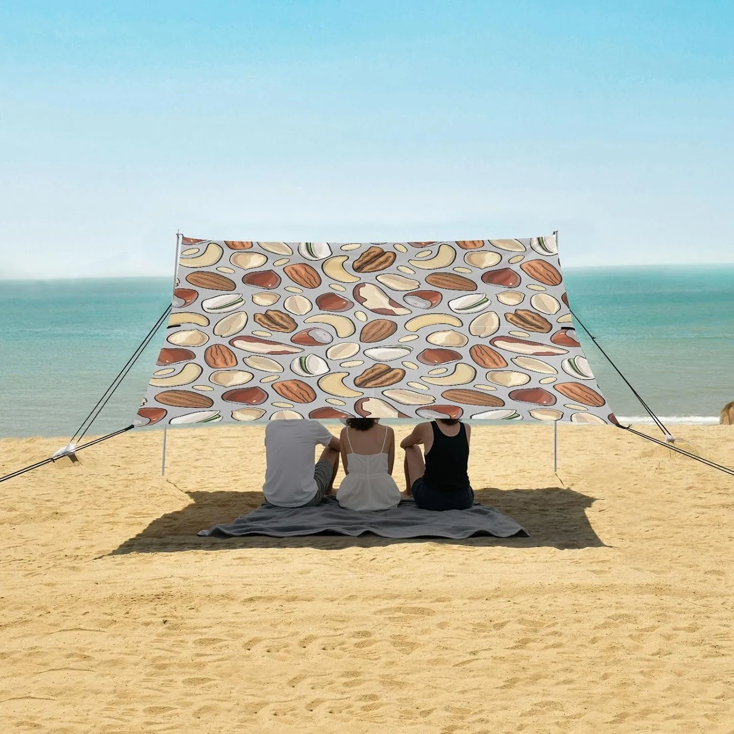 Hazelnuts Walnuts Cashews Beach Camping Tent Sun Shelter for Whole Family, Beach Shade Canopy with UPF50  UV Protection,Easy Set Up and Carry,Outdoor Shade for Trips, Fishing, Backyard Fun Picn