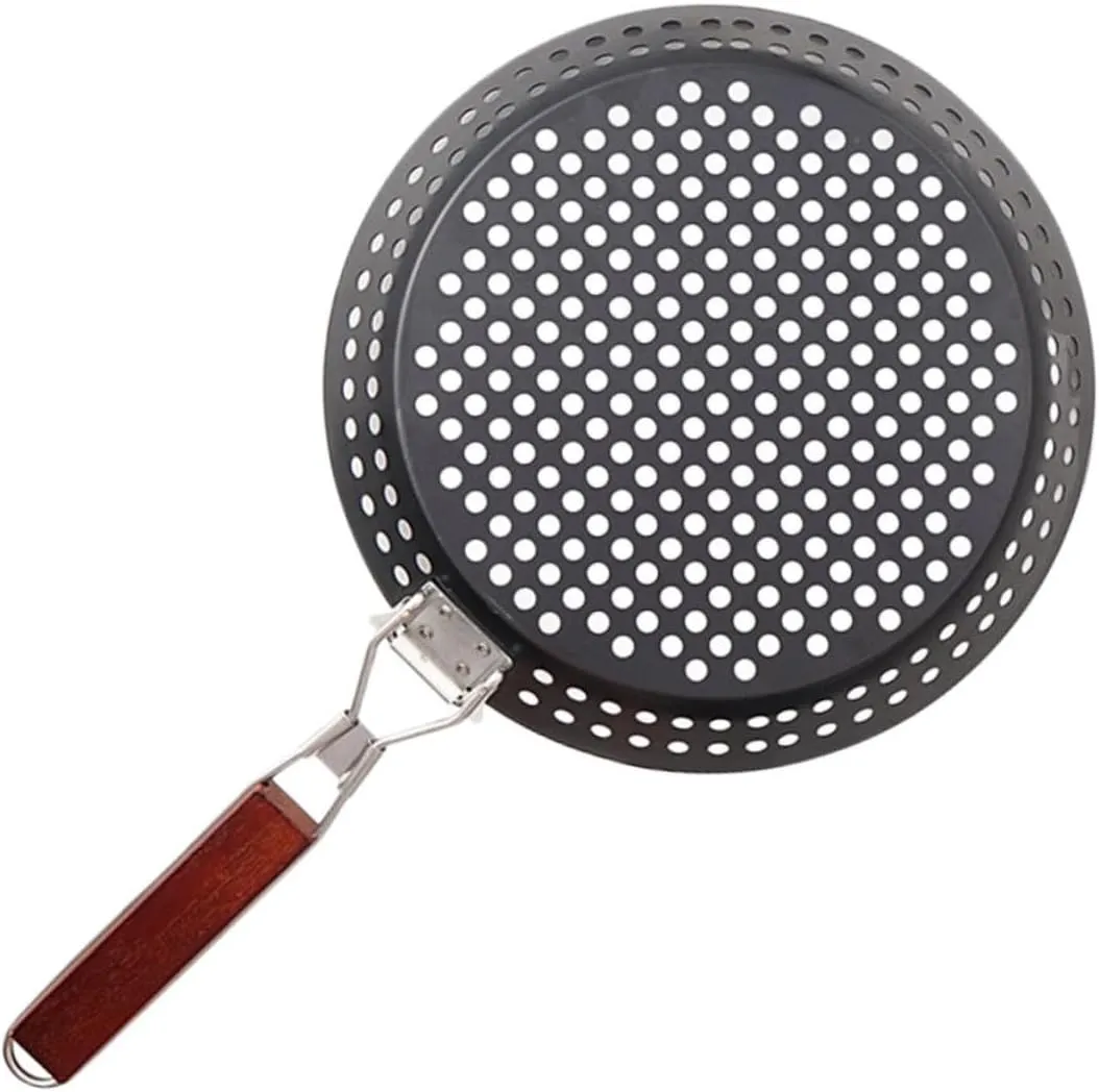Healifty Foldable Grilling Skillet for Camping Portable Bbq Frying Pan with Handle Multi Functional Steak and Meat Cooking Plate for Outdoor Cooking and Picnics