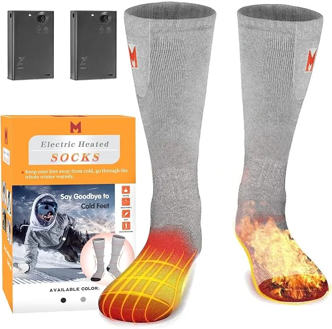 Heated Socks for Men and Women, Battery Operated Socks Washable Electric Heated Socks for Hiking Camping Skiing Fishing Hunting Mountaineering