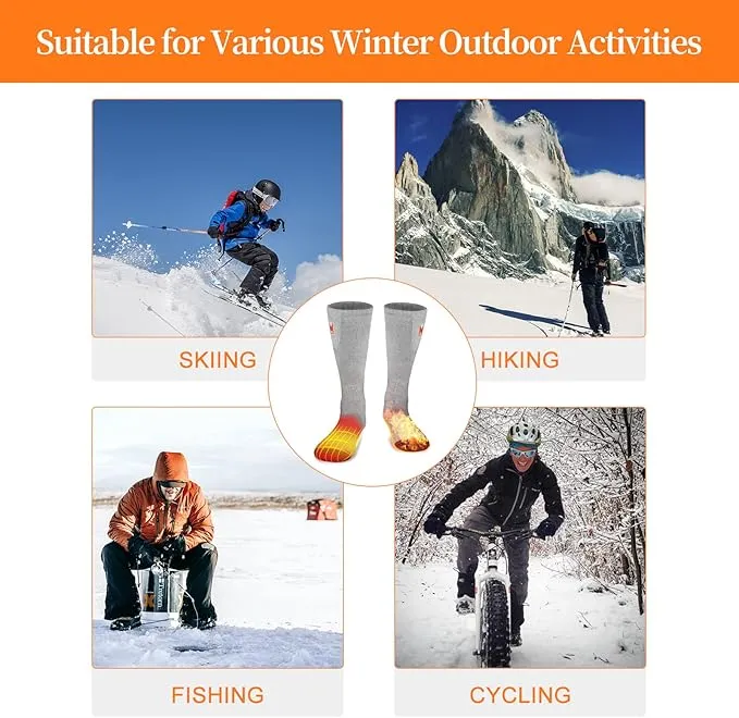 Heated Socks for Men and Women, Battery Operated Socks Washable Electric Heated Socks for Hiking Camping Skiing Fishing Hunting Mountaineering
