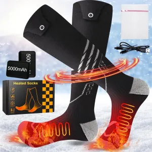 Heated Socks for Men Women - 5000mAh Rechargeable Electric Heated Socks, 3 Heating Levels Washable Foot Warmer Electric Socks for Hunting Skiing Fishing Winter Outdoor Activities