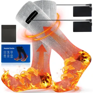 Heated Socks for Men Women, 5000mAh Upgraded Battery Heating Socks Rechargeable Washable, Electric Socks Foot Warmer for Hunting Camping Skiing Sports Outdoor Work