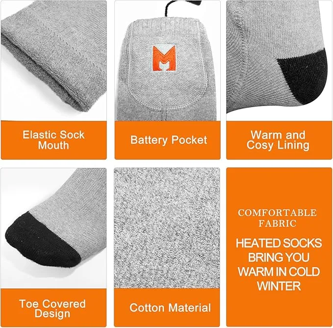 Heated Socks for Men Women, Battery Heated Socks, Electric Heating Socks for Men Women Camping Fishing Cycling Skiing Skating Hunting Hiking