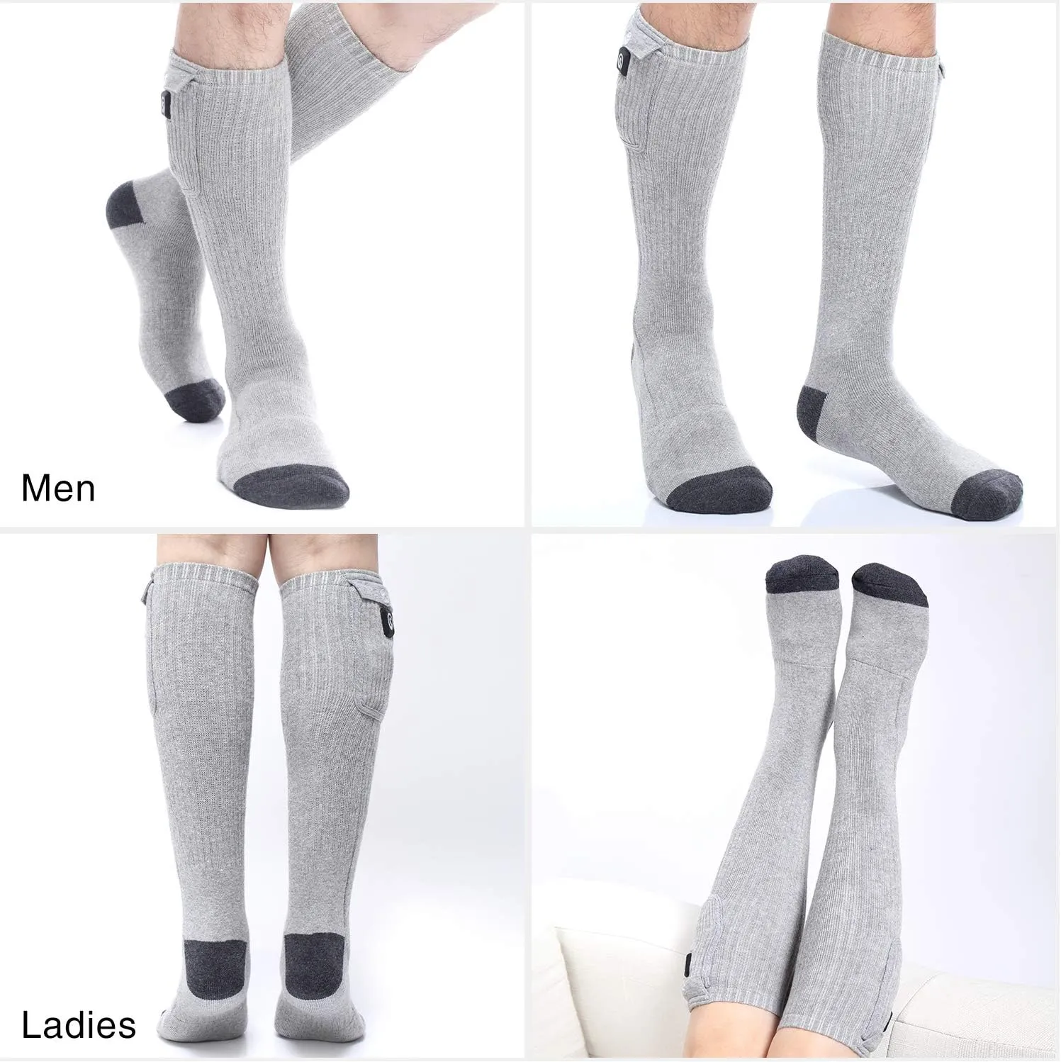 Heated Socks for Men Women, Electric Socks with 7.4V 2200mAh Rechargeable Battery Foot Warmers for Winter Sports Snow Ski Hunting Camping Hiking Riding