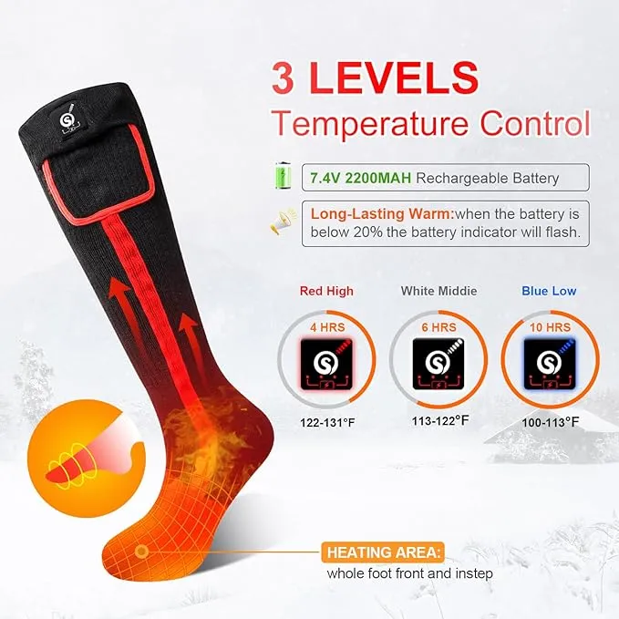 Heated Socks for Women Men,Foot Warmers Electric Rechargable Battery Heating Socks,Winter Cold Feet Hunting Ski Camping Hiking Riding Motorcycle Snowboating Thermal Warm Socks