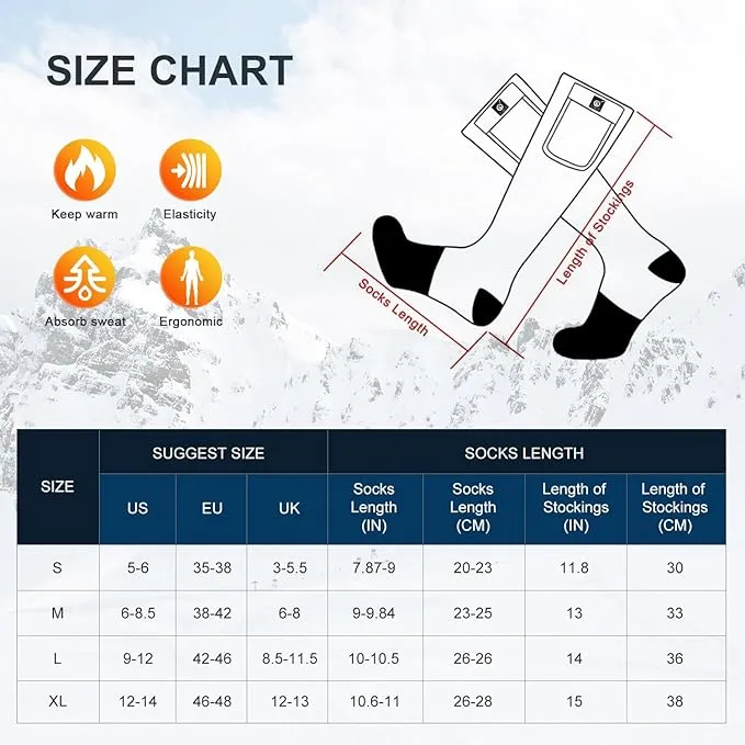 Heated Socks for Women Men,Foot Warmers Electric Rechargable Battery Heating Socks,Winter Cold Feet Hunting Ski Camping Hiking Riding Motorcycle Snowboating Thermal Warm Socks
