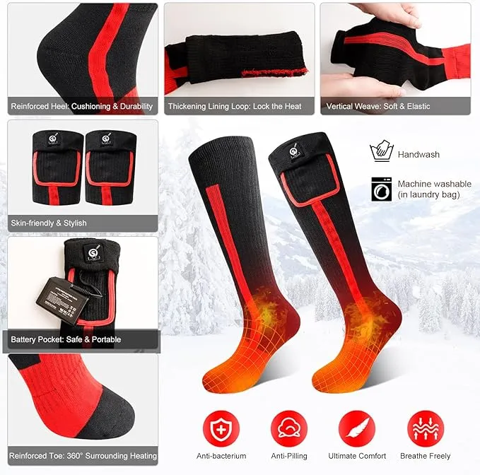 Heated Socks for Women Men,Foot Warmers Electric Rechargable Battery Heating Socks,Winter Cold Feet Hunting Ski Camping Hiking Riding Motorcycle Snowboating Thermal Warm Socks