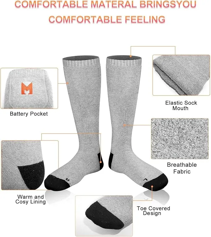 Heated Socks, Heated Socks for Men, Electric Heating Socks, Battery Heated Socks for Women Camping Fishing Cycling Skiing Hunting Hiking