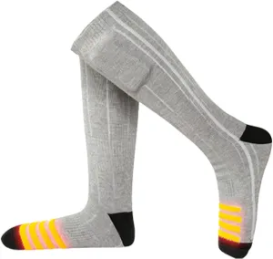 Heated Socks Men Women Electric Heating Socks USB Rechargeable Battery Foot Warmer Winter Thermal Socks Outdoor,Gray,22 * 28cm