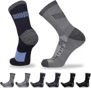 Heatuff Men's 6 Pack Hiking Crew Socks Athletic Cushion Outdoor Trekking Sock Reinforced Heel and Toe
