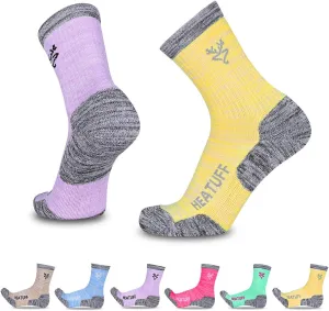 Heatuff Womens 6 Pack Hiking Crew Socks Performance Athletic Cushion Outdoor Trekking Sock