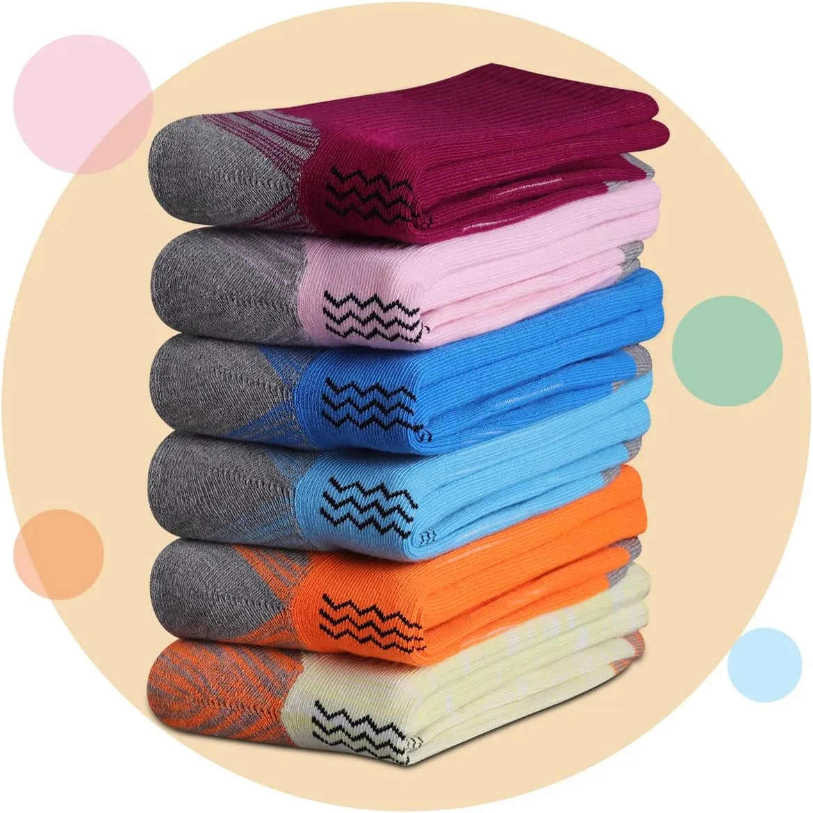 Heatuff Womens 6 Pack Hiking Crew Socks Performance Athletic Cushion Outdoor Trekking Sock