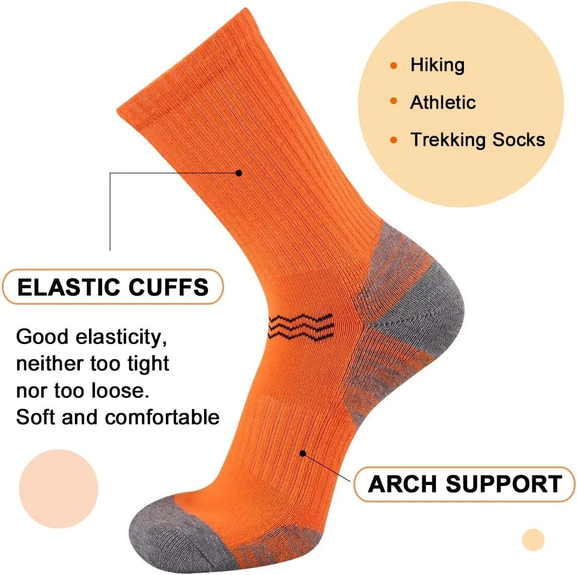 Heatuff Womens 6 Pack Hiking Crew Socks Performance Athletic Cushion Outdoor Trekking Sock