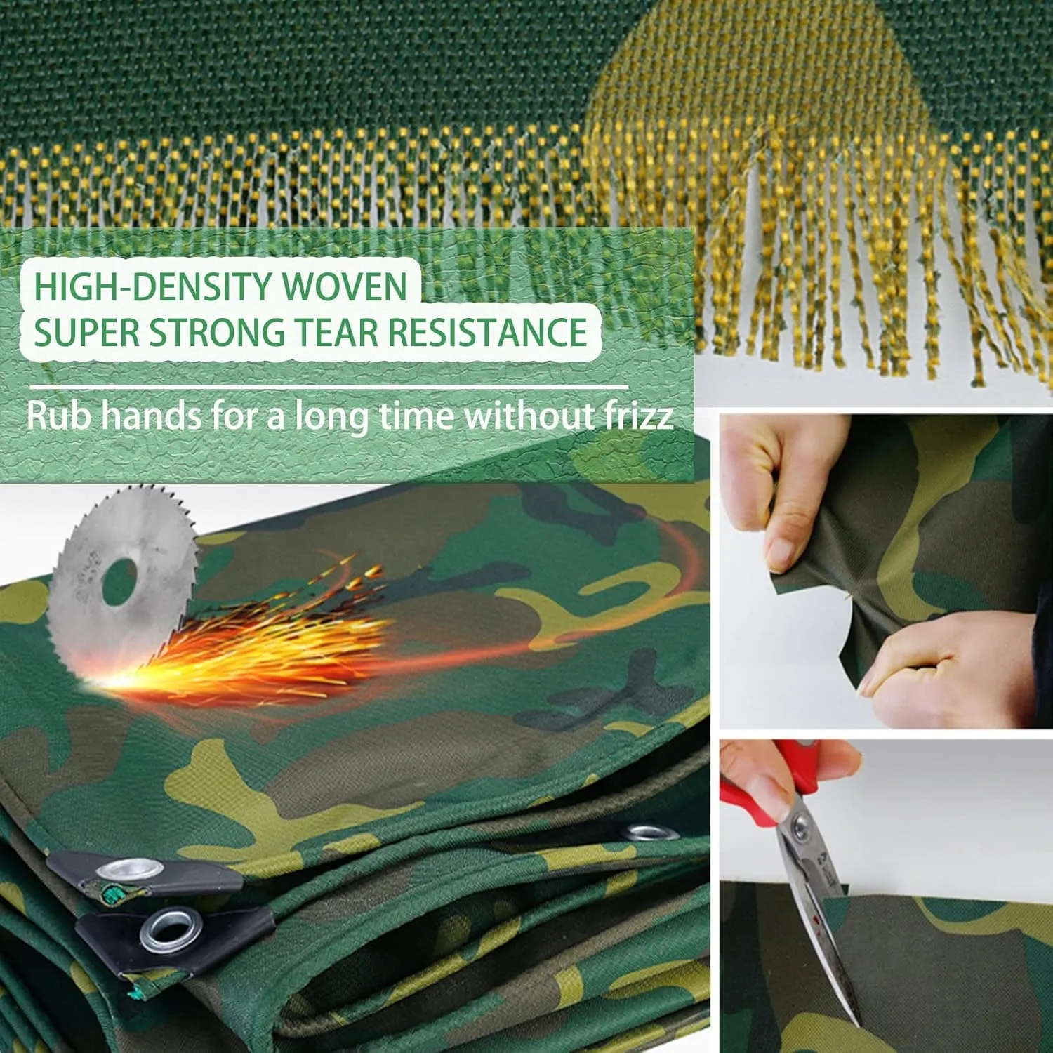 Heavy Duty Camo Tarp Sheet Waterproof 0.75mm Tarpaulin Foldable Camping Tarp Tent Fishing Camping Strong Ground Sheet with Eyelets 1.2x1.5m, Camouflage (Size : 1.2x2.4m)
