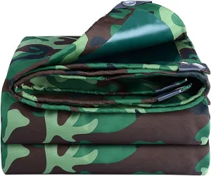 Heavy Duty Camo Tarp Sheet Waterproof 0.75mm Tarpaulin Foldable Camping Tarp Tent Fishing Camping Strong Ground Sheet with Eyelets 1.2x1.5m, Camouflage (Size : 1.2x2.4m)