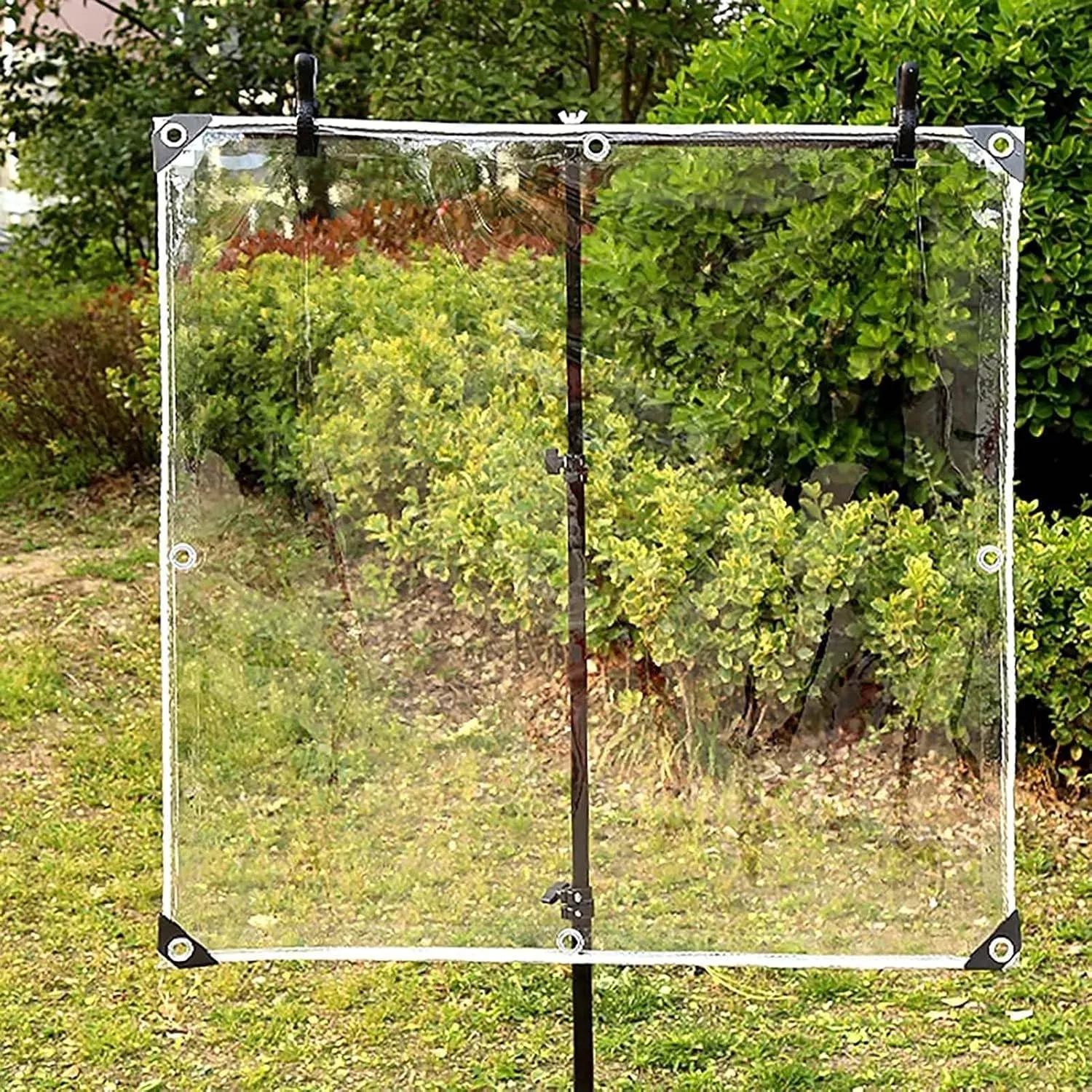 Heavy Duty Clear PVC Tarp 4.9x5.9ft, Transparent PVC Tarpaulins, Waterproof Transparent Tarpaulin, Tear Resistant with Grommets for Camping & Greenhouse