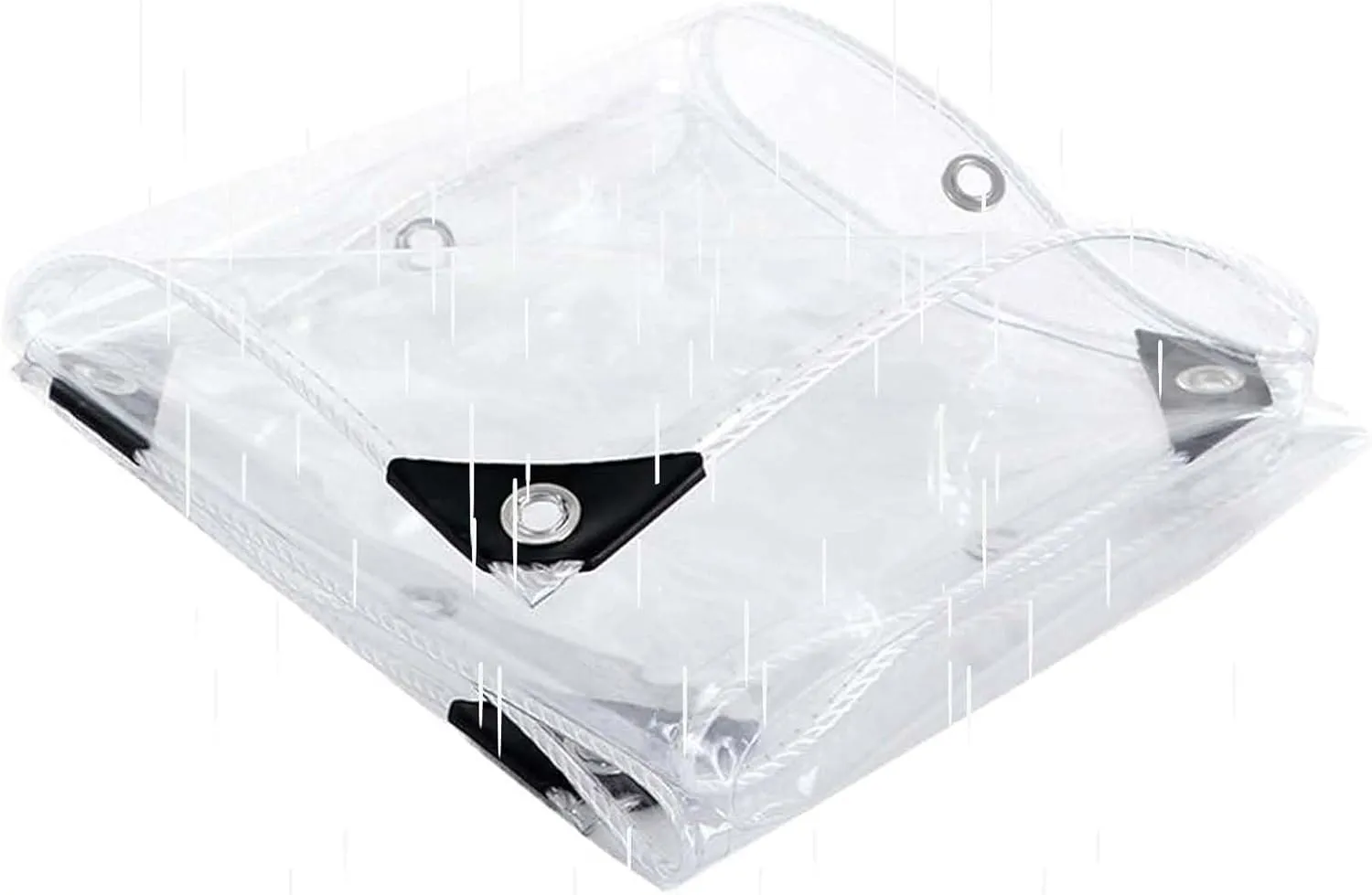 Heavy Duty Clear PVC Tarp 4.9x5.9ft, Transparent PVC Tarpaulins, Waterproof Transparent Tarpaulin, Tear Resistant with Grommets for Camping & Greenhouse