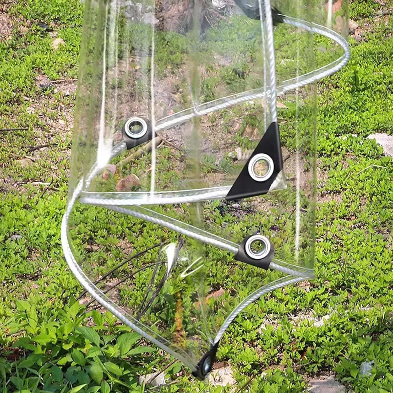 Heavy Duty Clear PVC Tarp 4.9x5.9ft, Transparent PVC Tarpaulins, Waterproof Transparent Tarpaulin, Tear Resistant with Grommets for Camping & Greenhouse