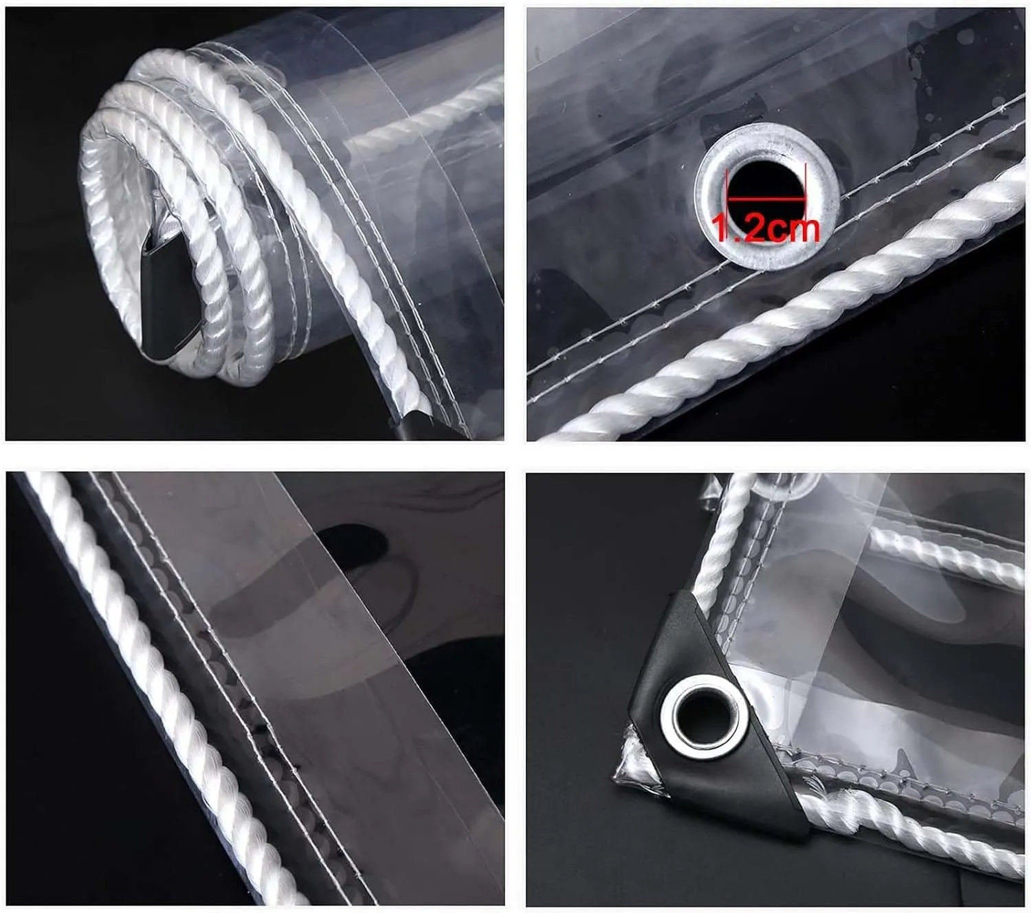 Heavy Duty Clear PVC Tarp 4.9x8.2ft, Clear Waterproof Tarps Tear Resistant with Grommets, PVC Tarpaulin Transparent Cover for Boat, Patio & Garden