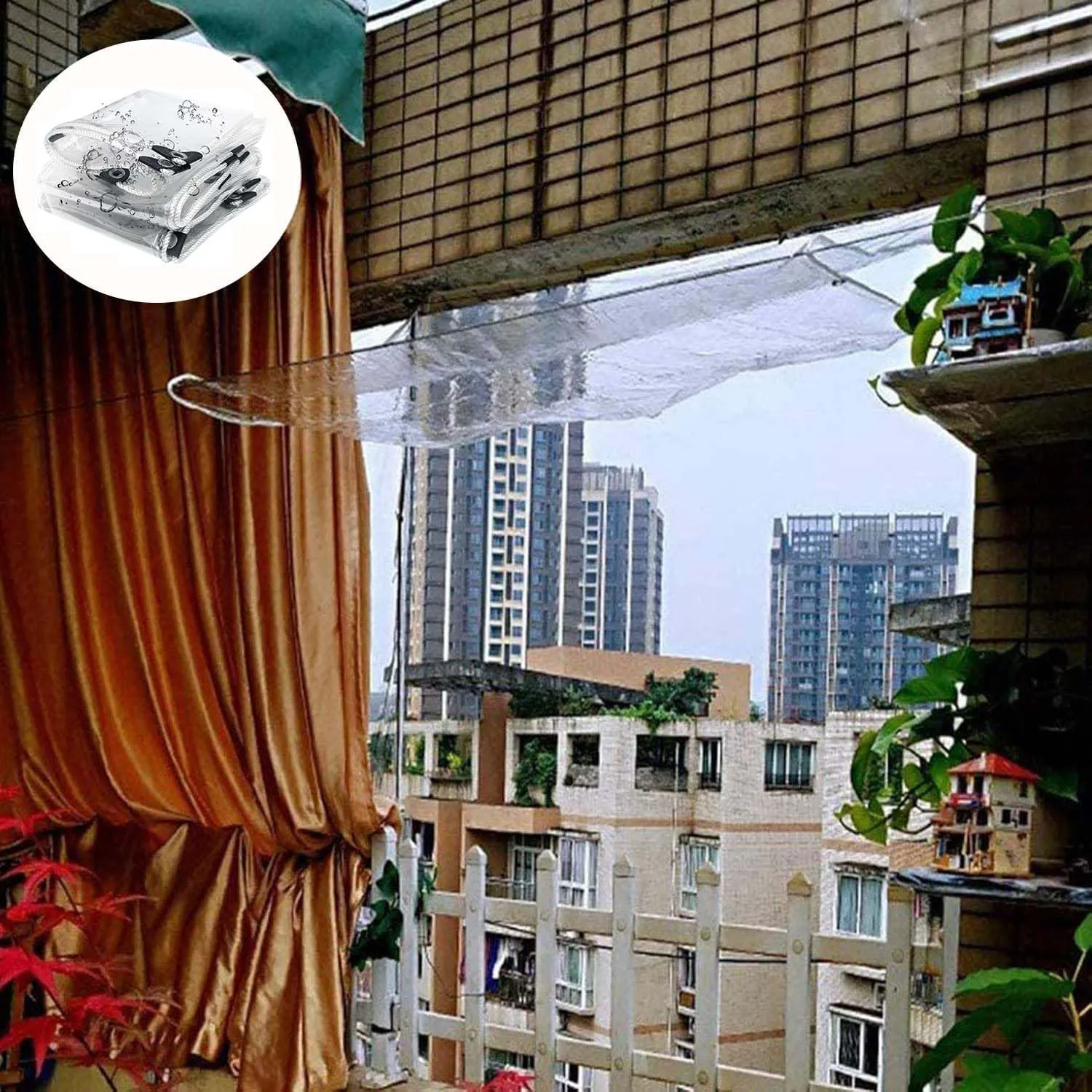 Heavy Duty Clear PVC Tarp 4.9x8.2ft, Clear Waterproof Tarps Tear Resistant with Grommets, PVC Tarpaulin Transparent Cover for Boat, Patio & Garden
