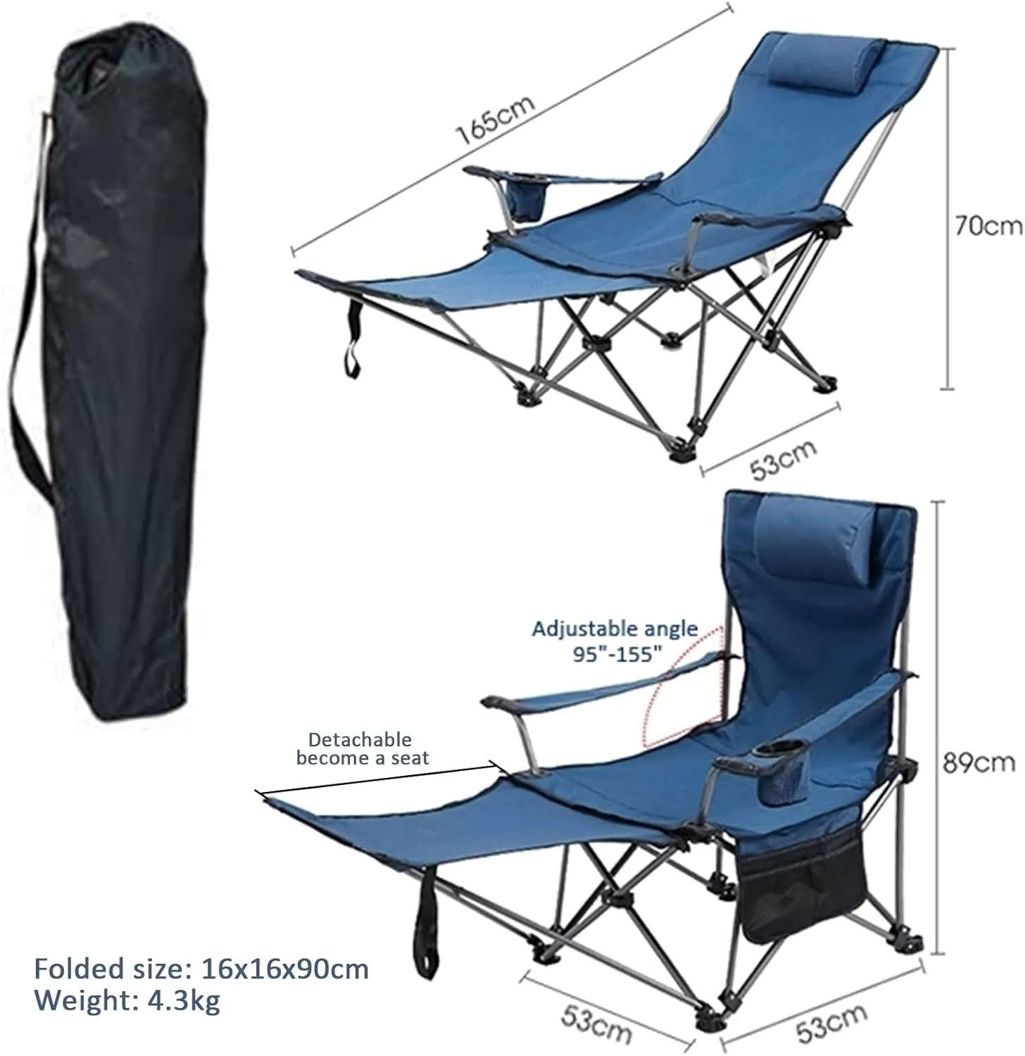 Heavy Duty Folding Oversize Padded Hard Armrest Camping Chair for Adults with Cup Bag and Storage Bag for Outdoor Sports Fishing Lawn,Black