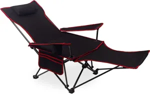 Heavy Duty Folding Oversize Padded Hard Armrest Camping Chair for Adults with Cup Bag and Storage Bag for Outdoor Sports Fishing Lawn,Black