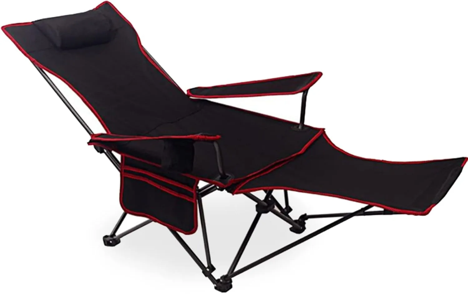 Heavy Duty Folding Oversize Padded Hard Armrest Camping Chair for Adults with Cup Bag and Storage Bag for Outdoor Sports Fishing Lawn,Black