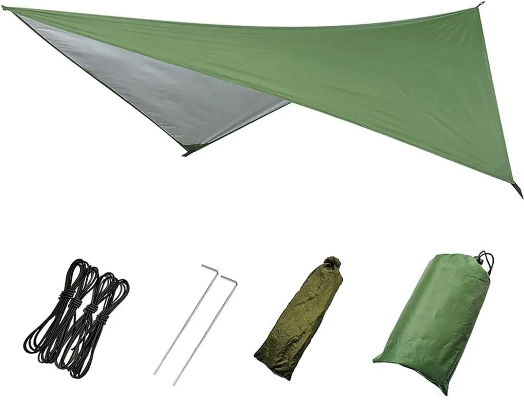 Heavy Duty Outdoor Tarp - Extra Large Waterproof Camping Shelter, Green, 270cm