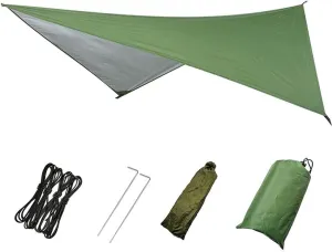 Heavy Duty Outdoor Tarp - Extra Large Waterproof Camping Shelter, Green, 270cm