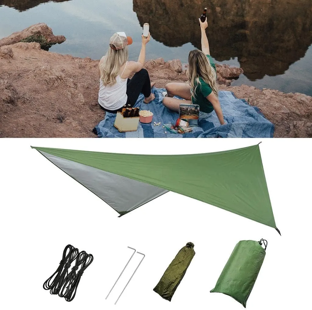 Heavy Duty Outdoor Tarp - Extra Large Waterproof Camping Shelter, Green, 270cm