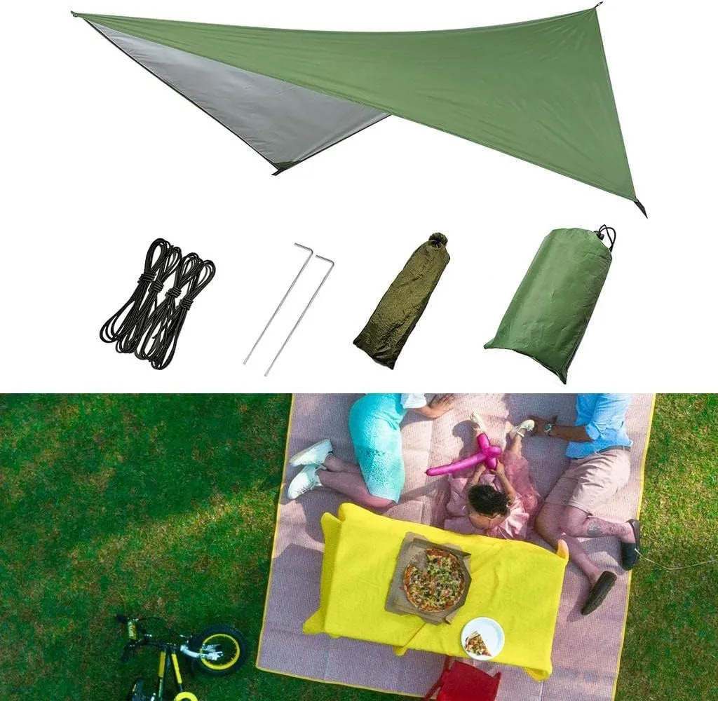 Heavy Duty Outdoor Tarp - Extra Large Waterproof Camping Shelter, Green, 270cm