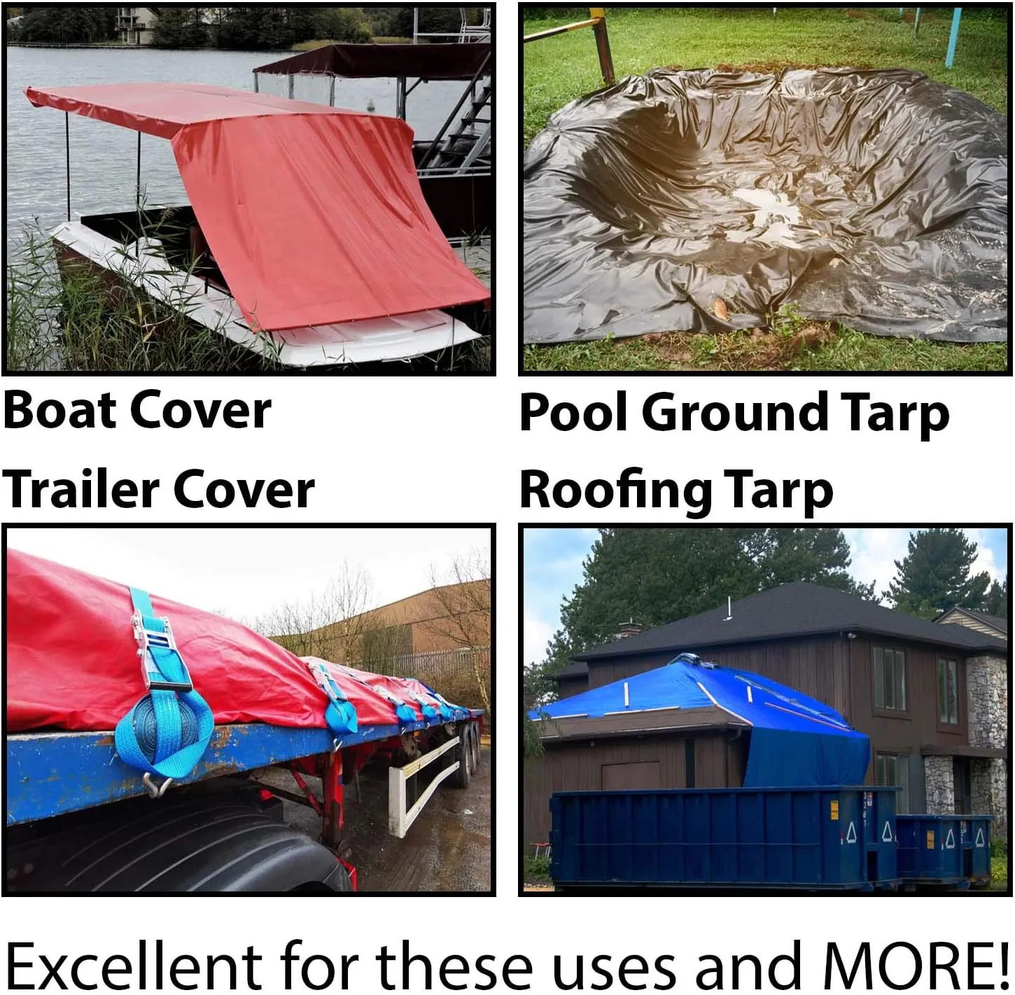 Heavy Duty Tarp, 100% Waterproof 12mil Thick PVC Vinyl Tent Tarp for Camping, Multi-Purpose Thick Protective Cover, Weather Proof, Heavy Duty, UV Resistant, 10 Feet x 12 Feet, Blue